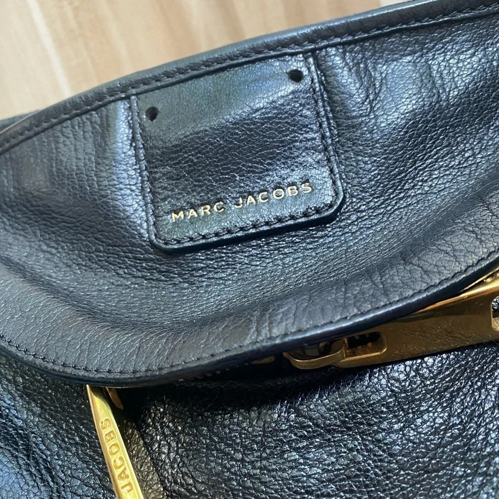 Marc JACOBS Black Wellington Fulton Leather Satchel Bag Large Purse Tote $1300